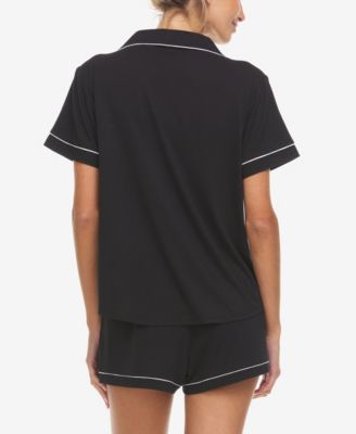 Women's Annie Button Down Shorty Notch Pajama Set, 2 Piece