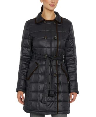 Sam Edelman - Women's Hooded Belted Box-Quilted Coat