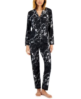 Alfani - Women's Marble-Print Pajamas Set