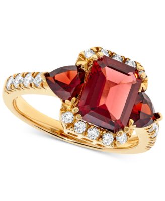 Macy's - Garnet (4 ct. t.w.) & Diamond (3/8 ct. t.w.) Ring in 14k Gold