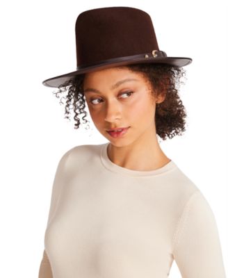 Steve Madden - Tonal Felt Faux Leather Belt-Trim Fedora