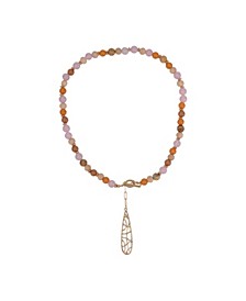 Beaded Toggle Open Cage Pendant Necklace