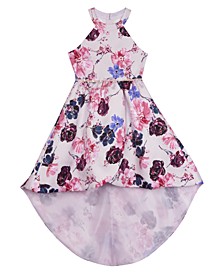 Big Girls Foil Mikado Dress with Lace Illusion Back