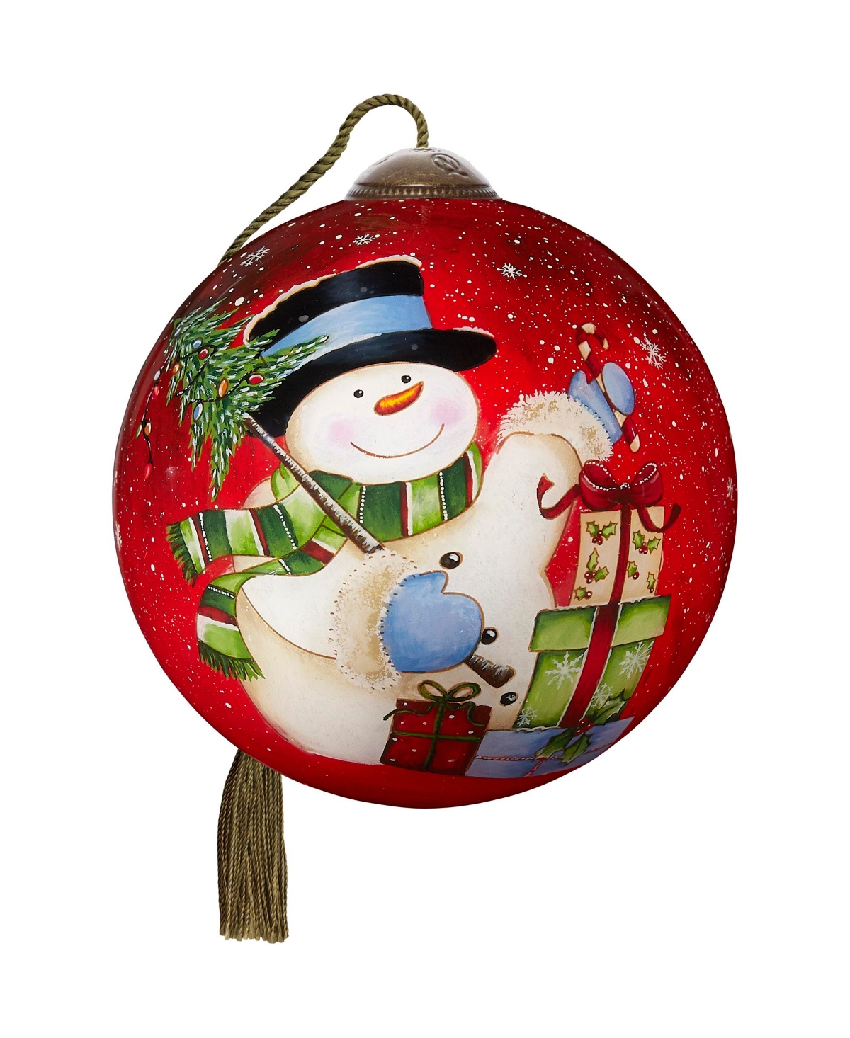 Precious Moments Ne'qwa Art 7221113 Snowman Celebration Hand-painted Blown Glass Ornament In Multicolor