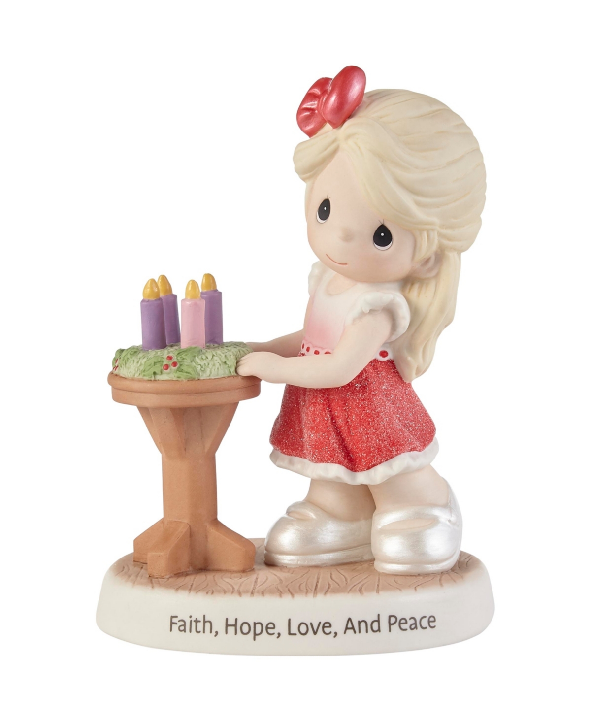 221031 Wishing You Faith, Hope, Love, and Peace Bisque Porcelain Figurine - Multicolor