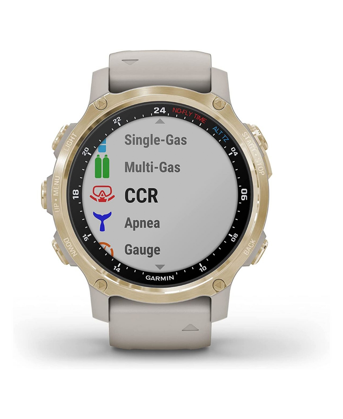 Garmin Unisex Descent Mk2s Light Gold - Tone, Light Silicone Band Stainless Steel Band Watch, 35mm