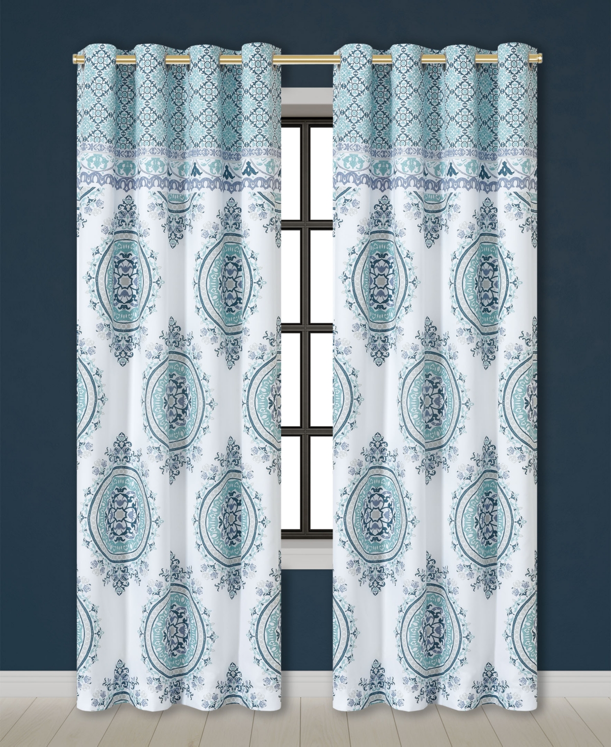 Closeout! Royal Court Afton Grommet Window Panel Pair, 84" x 41" - Blue
