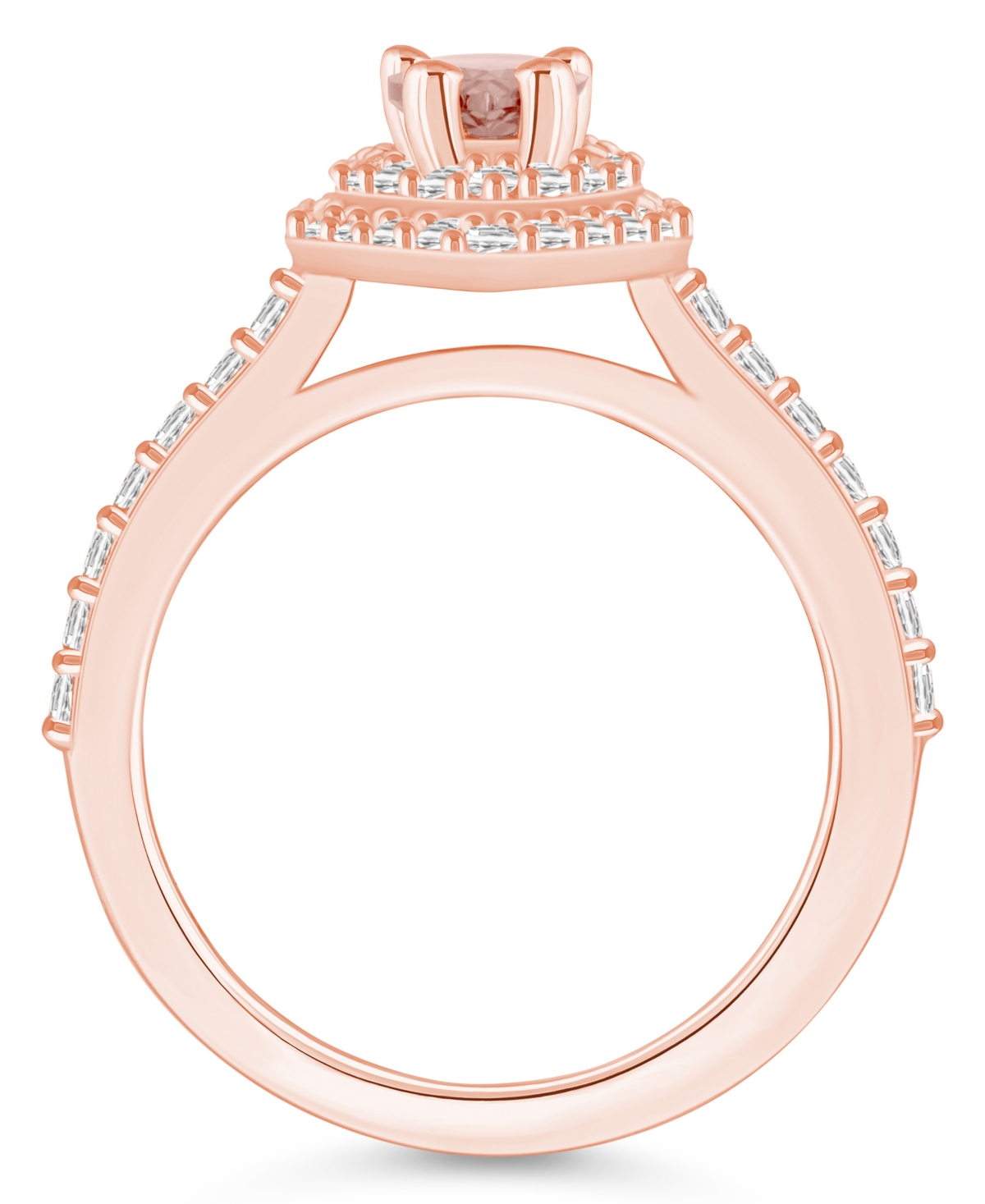 Macy'sand Diamond Accent Halo Ring in 14K Rose Gold - Morganite