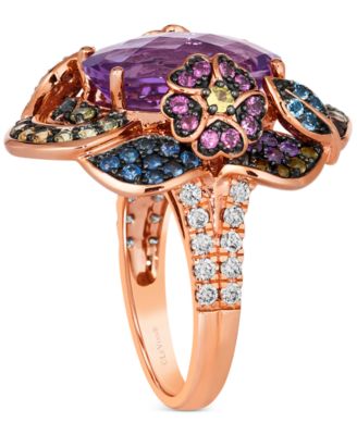 Crazy Collection&reg; Multi-Gemstone (7-7/8 ct. t.w.) & Nude Diamond (3/8 ct. t.w.) Statement Ring in 14k Rose Gold