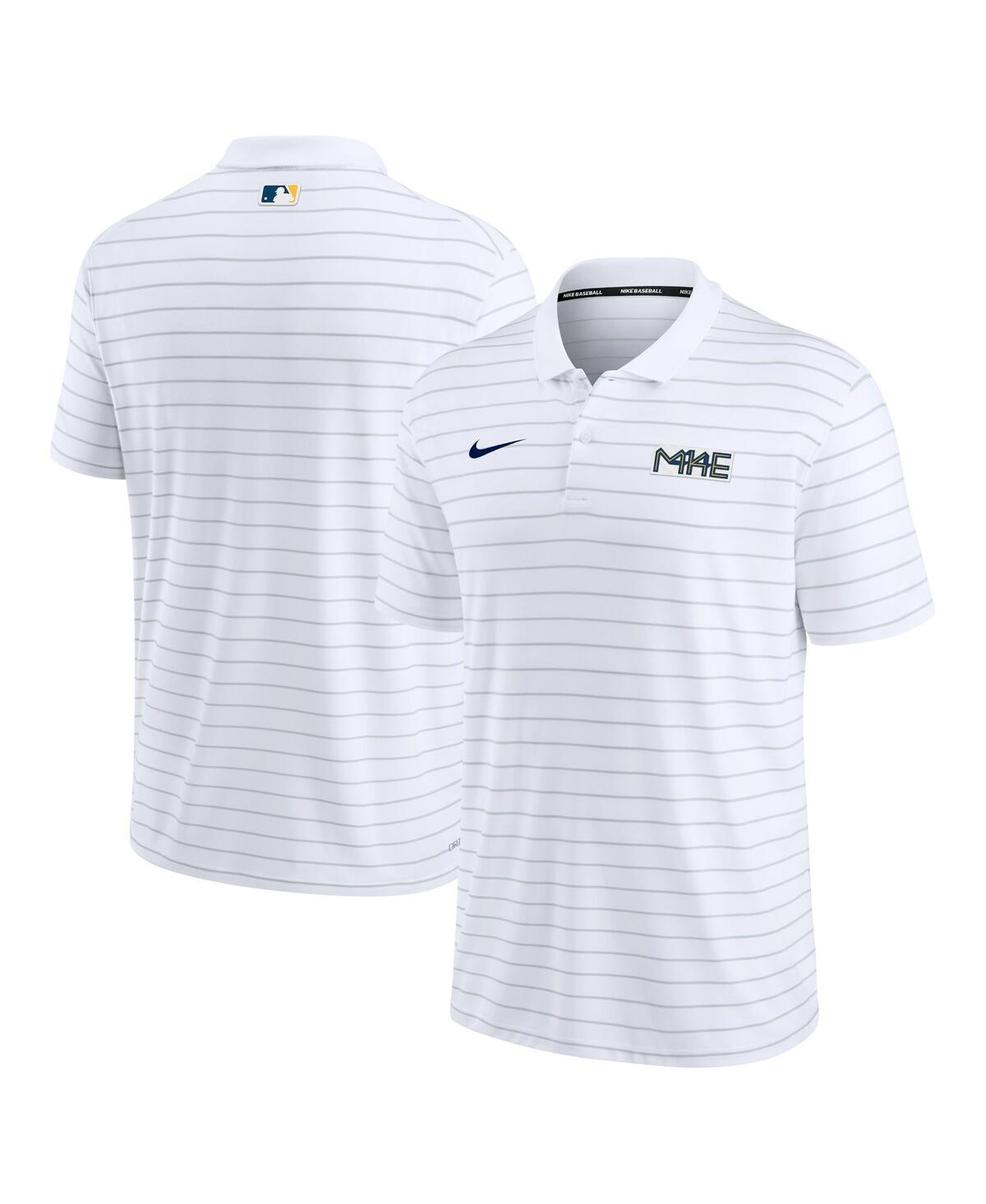 Men's Nike White Milwaukee Brewers 2022 City Connect Authentic Collection Striped Performance Polo