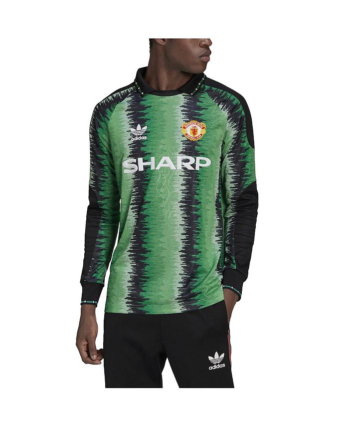Men's Adidas Originals Green Manchester United 90 Goalkeeper Replica Jersey Size: Medium