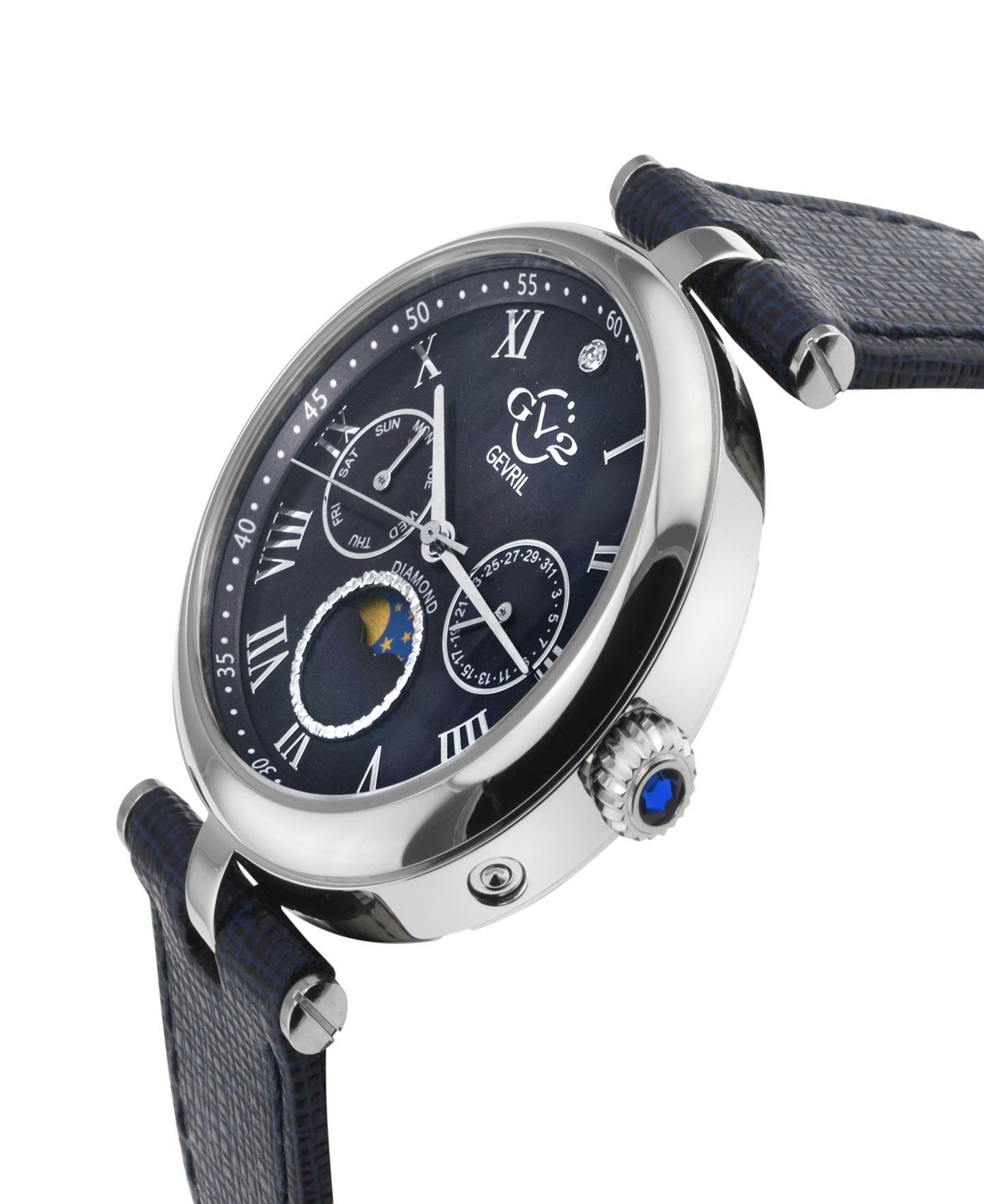 Женские часы Gevril GV2 by Florence Swiss Quartz Genuine Hand Made Italian Leather Strap Watch, цвет: Серебряный — фото 2