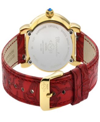 Women's Marsala Swiss Quartz Italian Red Leather Strap Watch 37mm
