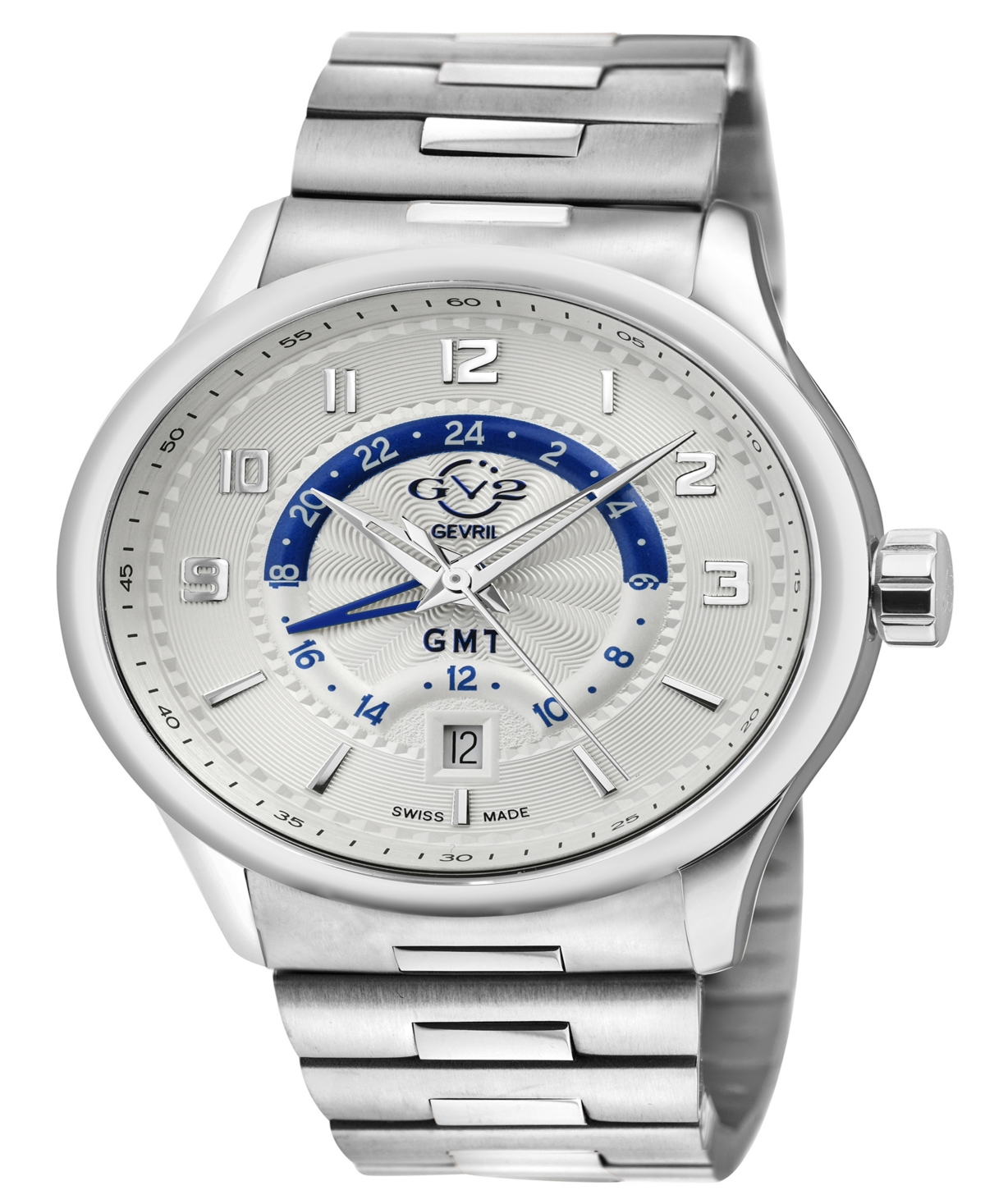 Men's Giromondo Swiss Quartz Silver-Tone Stainless Steel Bracelet Watch 42mm - Silver-Tone