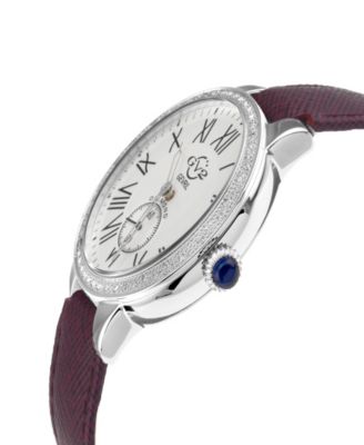 Women's Astor Swiss Quartz Burgundy Genuine Leather Strap Watch 40mm