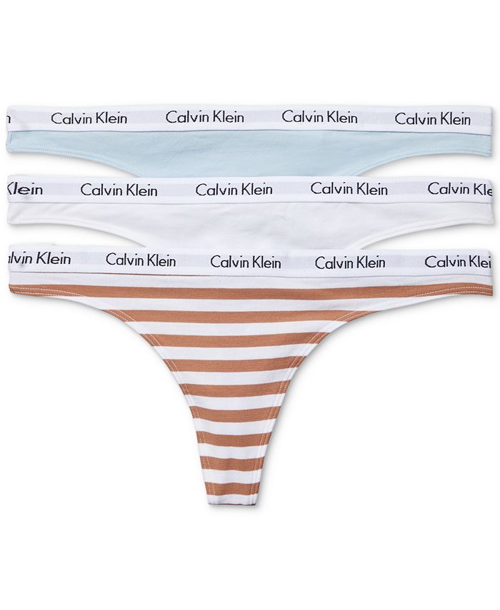 Calvin Klein Carousel Cotton 3-Pack Thong Underwear QD3587 & Reviews ...
