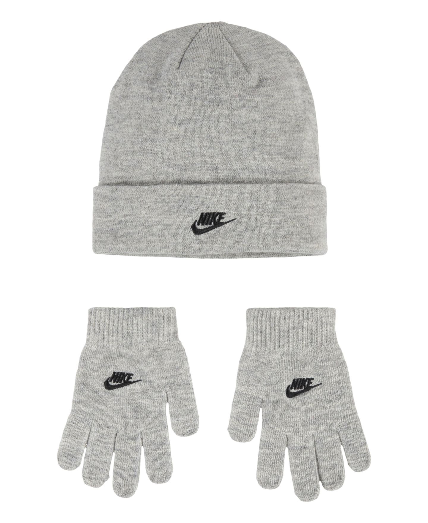 Детский набор Nike Nan Futura 2T-4T: шапка-бини и варежки, 2 предмета, цвет: Тёмный серый меланжевый — фото 1