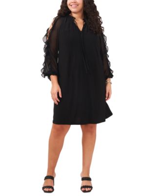 MSK - Plus Size Ruffled Cold-Shoulder Dress
