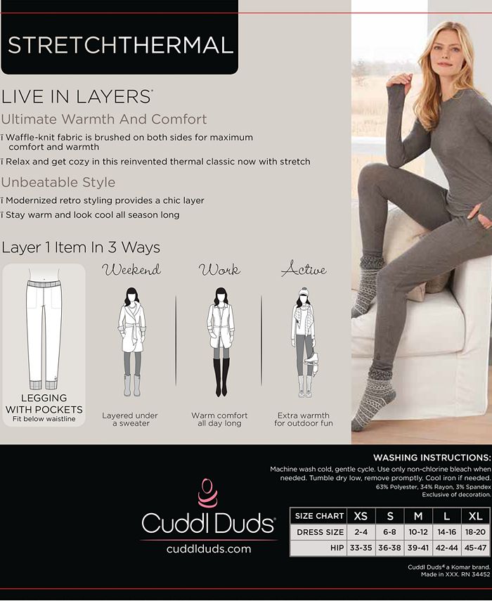 Cuddl Duds Plus Size Stretch Thermal Leggings Macy's