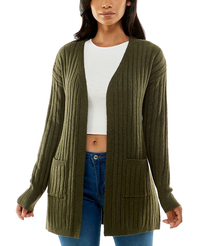 Crave Fame Juniors' Ribbed-Knit Open-Front Cardigan - Macy's