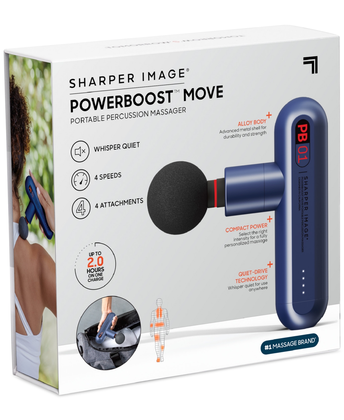 Shop Sharper Image Powerboost Move Deep Tissue Travel Percussion Massager In Blue