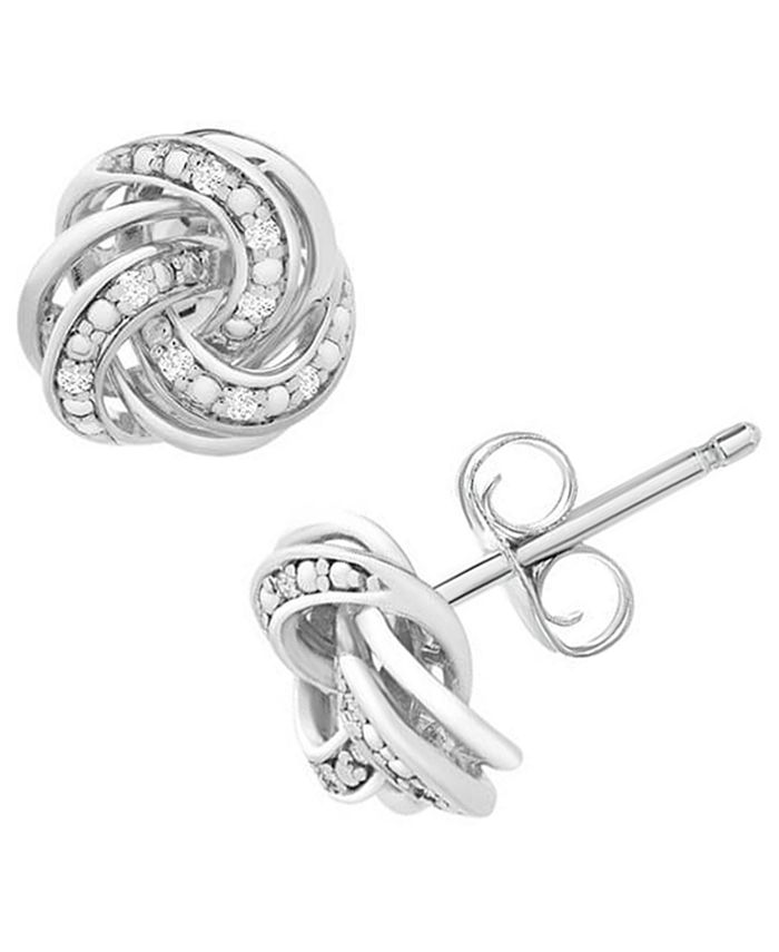 Macy's Diamond Love Knot Stud Earrings (1/10 ct. .) in Sterling Silver &  Reviews - Earrings - Jewelry & Watches - Macy's