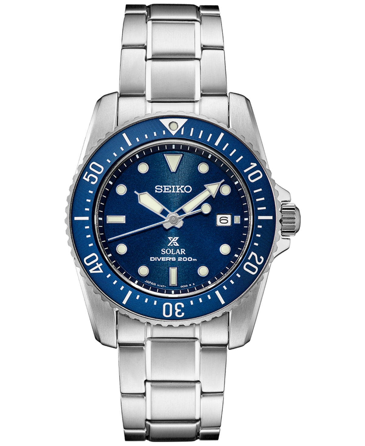 Seiko Solar Prospex Stainless Steel Bracelet Watch 38mm In Blue