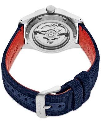 Men's Automatic 5 Sports Blue Nylon Strap Watch 39mm