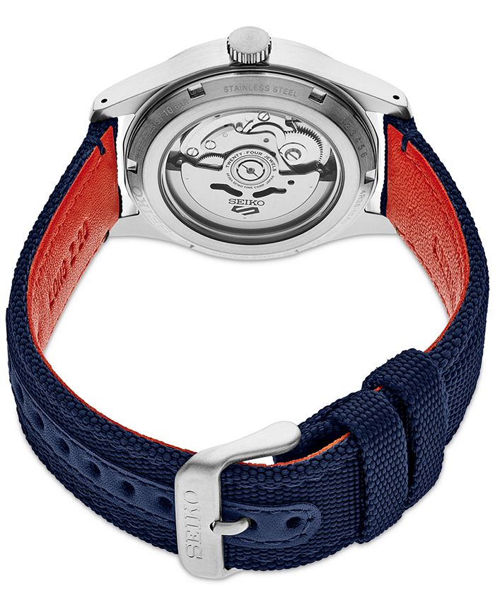 Seiko Men's Automatic 5 Sports Blue Nylon Strap Watch 39mm Macy's