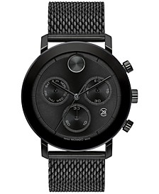 Men's Swiss Chronograph Bold Evolution Black Ion-Plated Mesh Steel Bracelet Watch 42mm