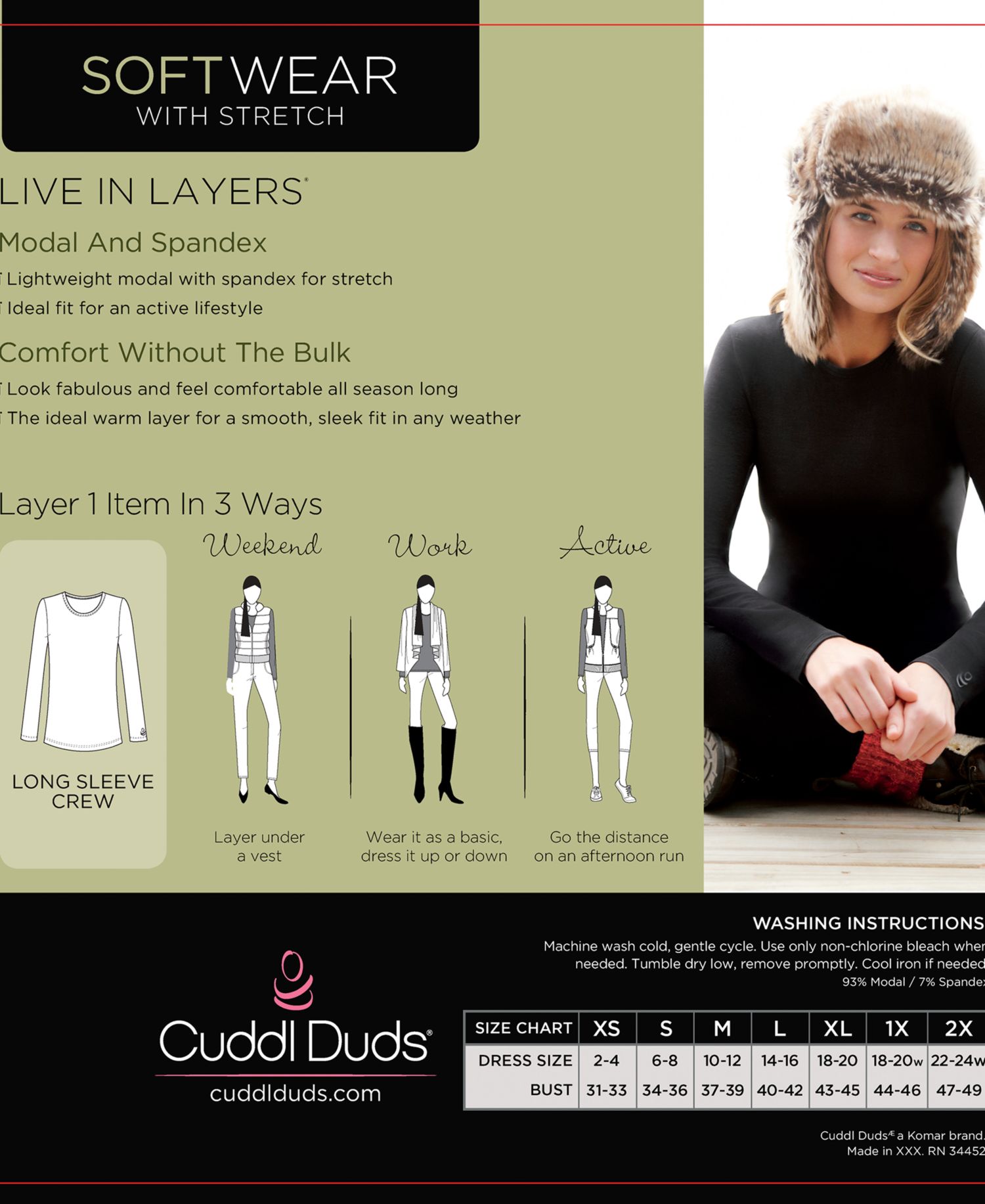Plus Size Softwear with Stretch Long Sleeve Top