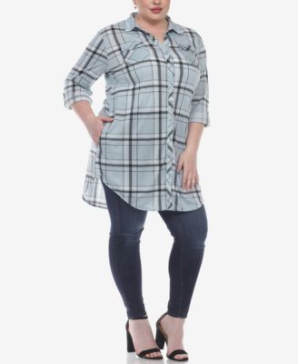 Plus Size Plaid Tunic Top