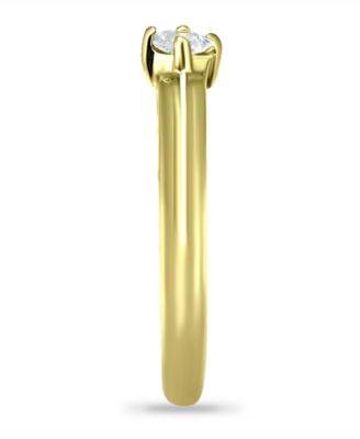 Solitaire Cubic Zirconia 18K Rose Gold and Gold Over Silver, Sterling Silver Toe Ring