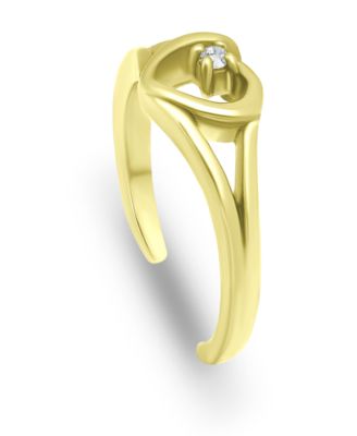 Cubic Zirconia Heart 18K Rose Gold and Gold Over Silver, Sterling Silver Toe Ring