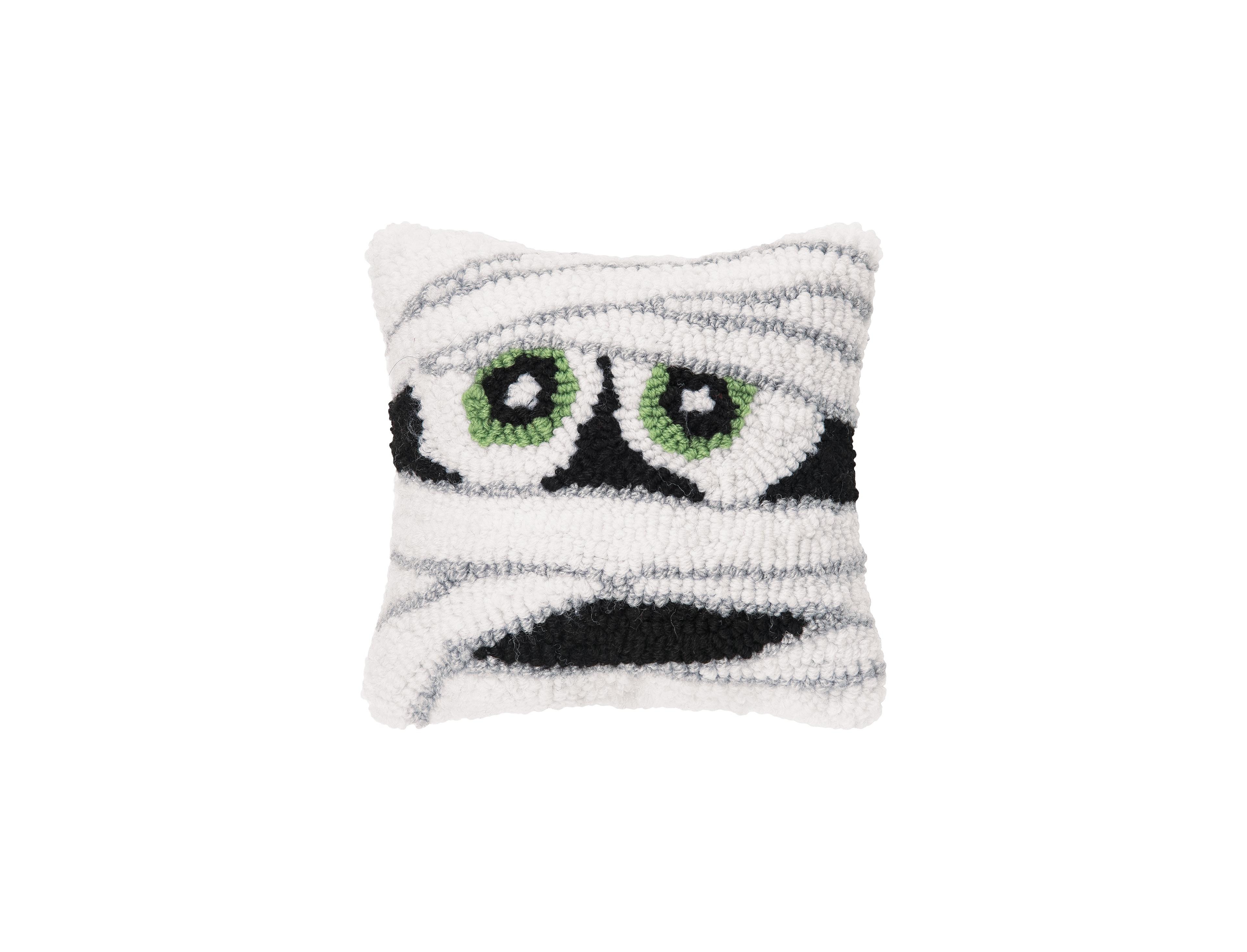 Mummy Face Small Accent Pillow 8" x 8" Fall Halloween Home Decor