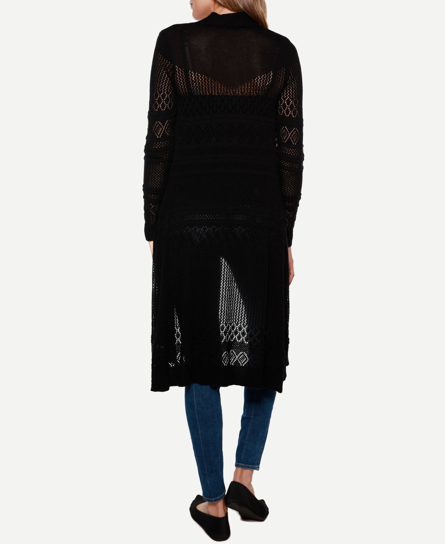 Women's Pointelle-Stitch Duster Cardigan Sweater