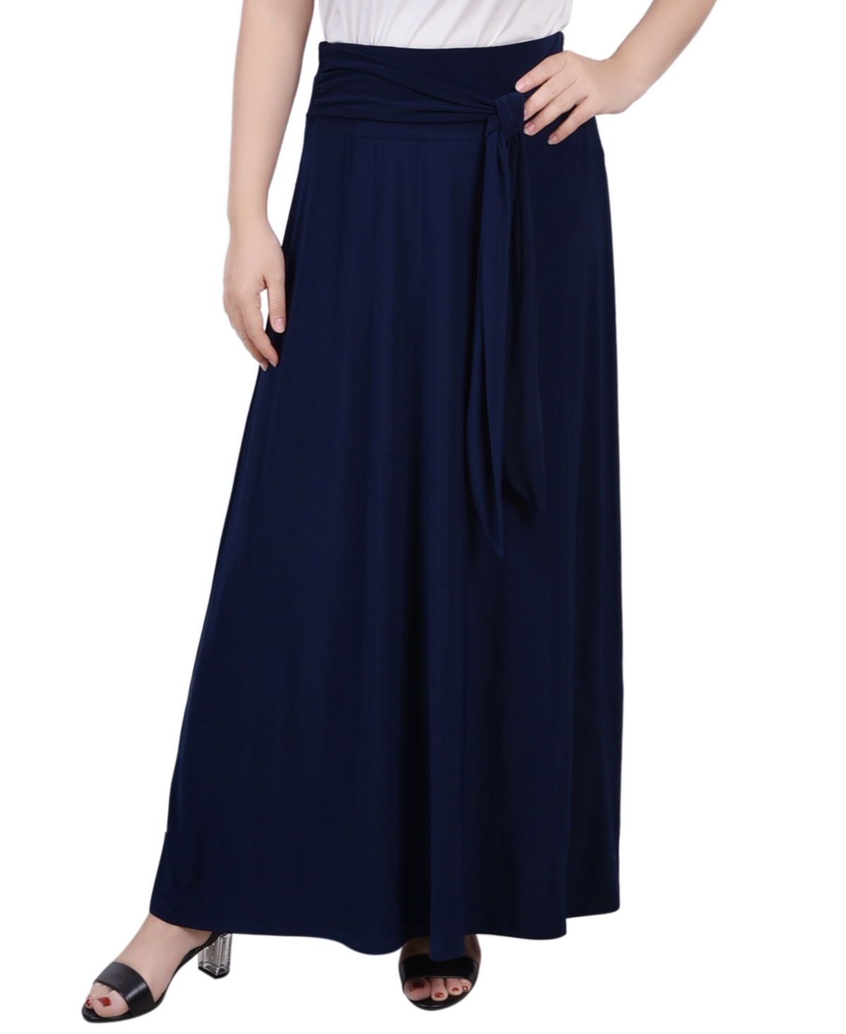 Shop Ny Collection Women's Missy Maxi Skirt With Sash Waist Tie In Doeskin