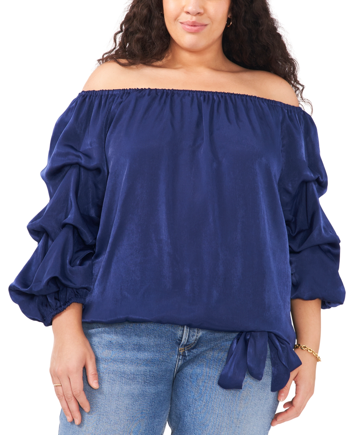 Vince Camuto Plus Size Off-The-Shoulder Balloon-Sleeve Blouse