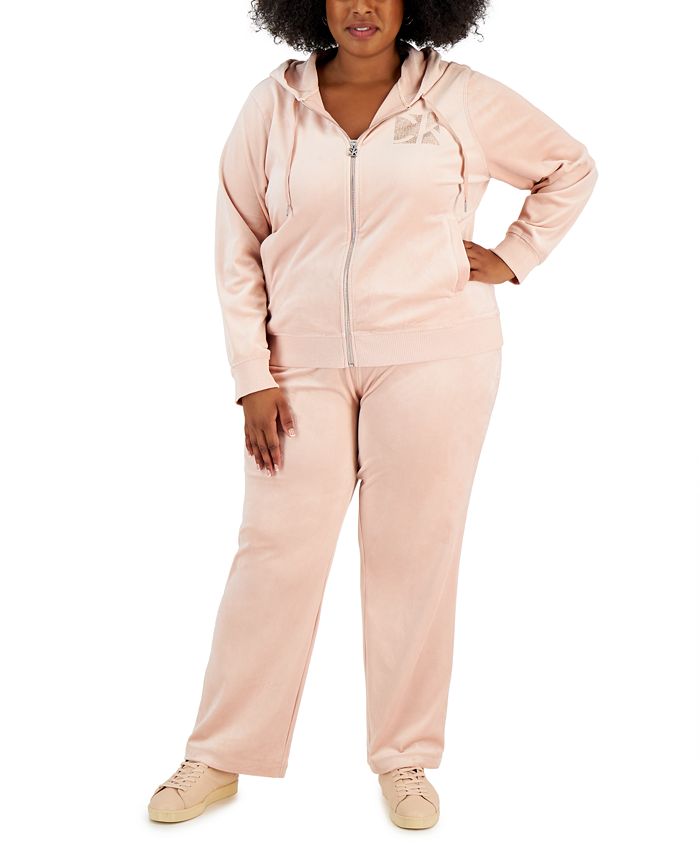 Calvin Klein Plus Size Embellished Velour Hoodie & Matching Wide-Leg Pants  & Reviews - Plus Sizes - Macy's