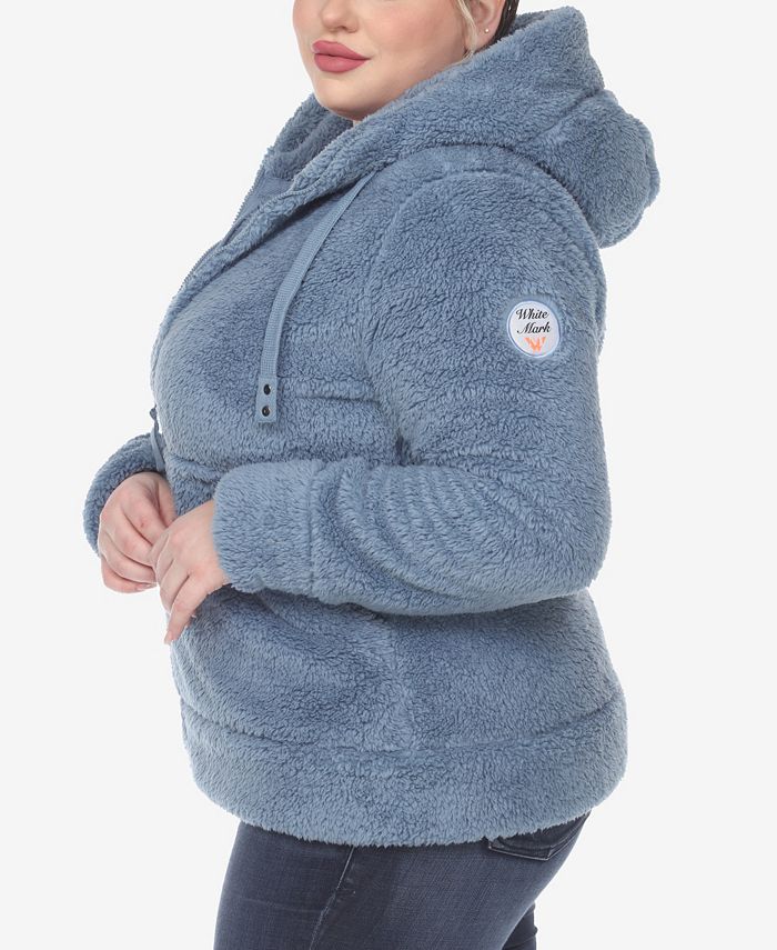 Plus size hooded sherpa jacket clearance