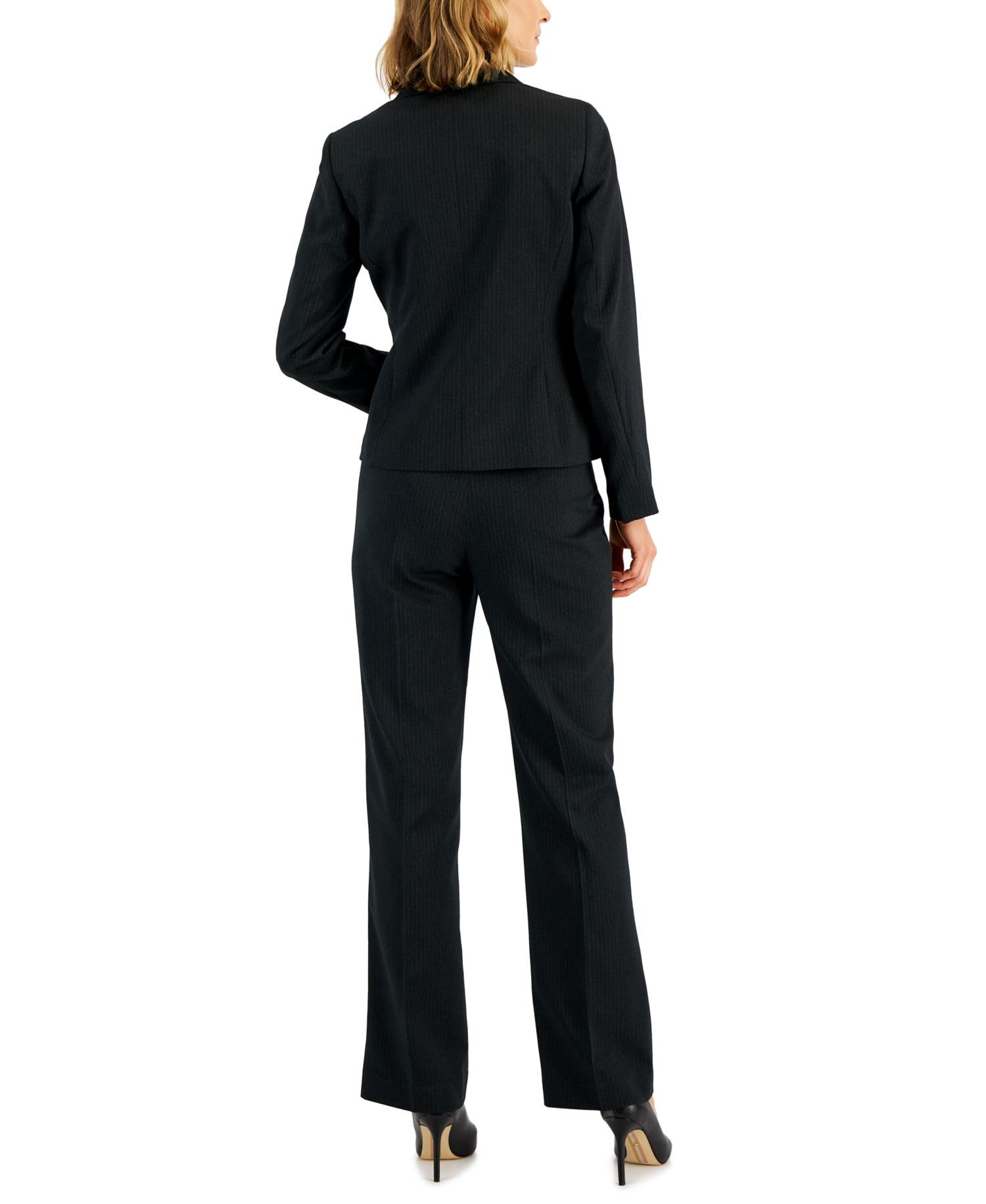 Women's Two-Button Pinstriped 2 Piece Pantsuit, Regular & Petite