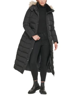 Calvin Klein Faux-Fur-Trim Hooded Maxi 