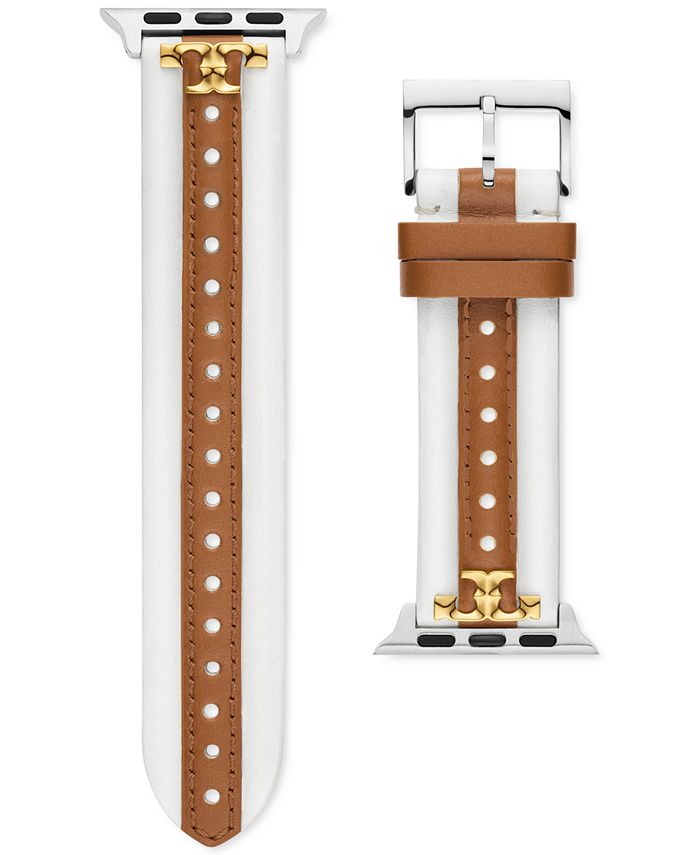 Tory Burch The Kira White & Luggage Leather Strap For Apple Watch®  38mm/40mm/41mm & Reviews - All Watches - Jewelry & Watches - Macy's