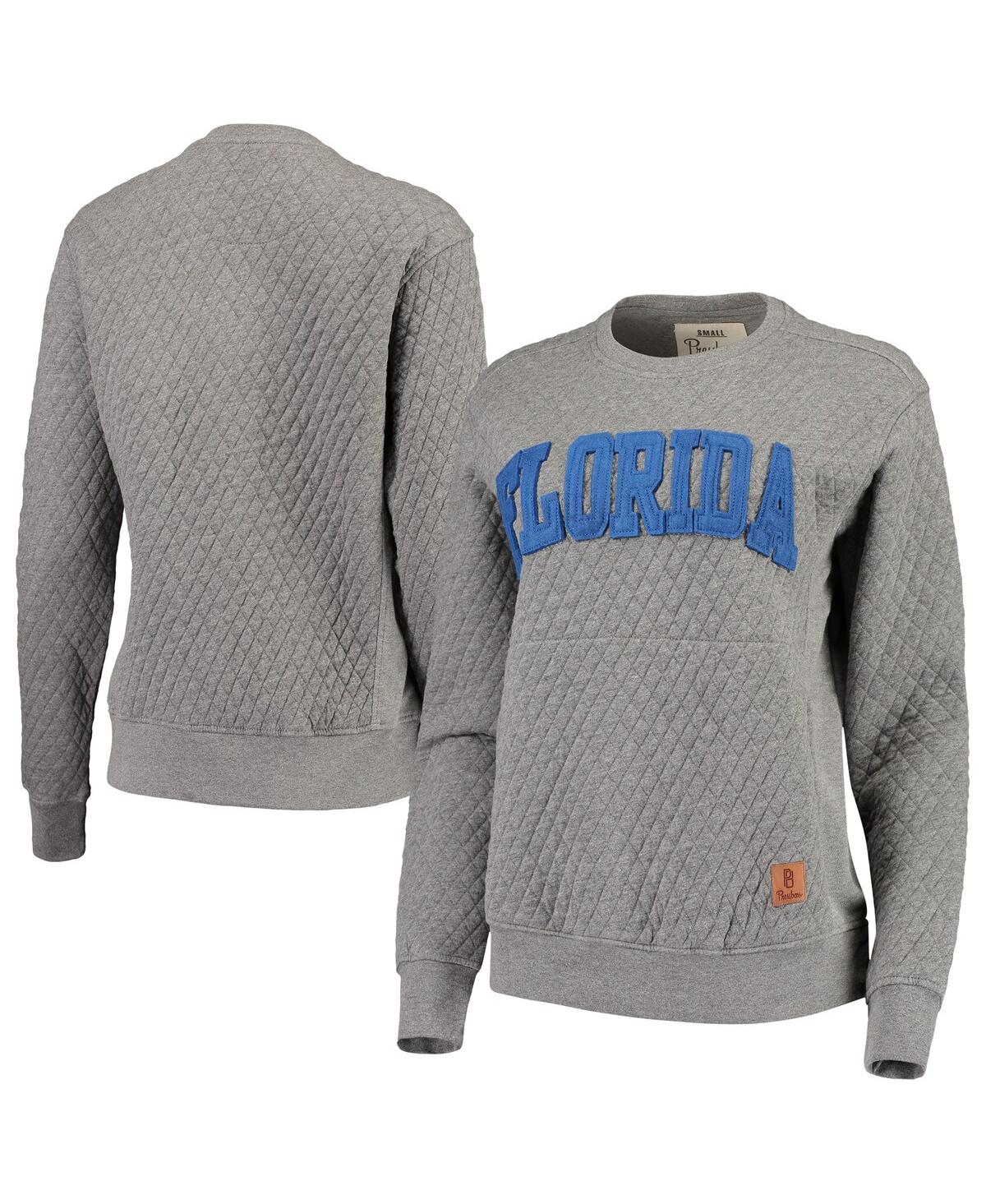 Women's Pressbox Heathered Gray Florida Gators Moose Applique Quilted Crewneck Sweatshirt - Heathered Gray