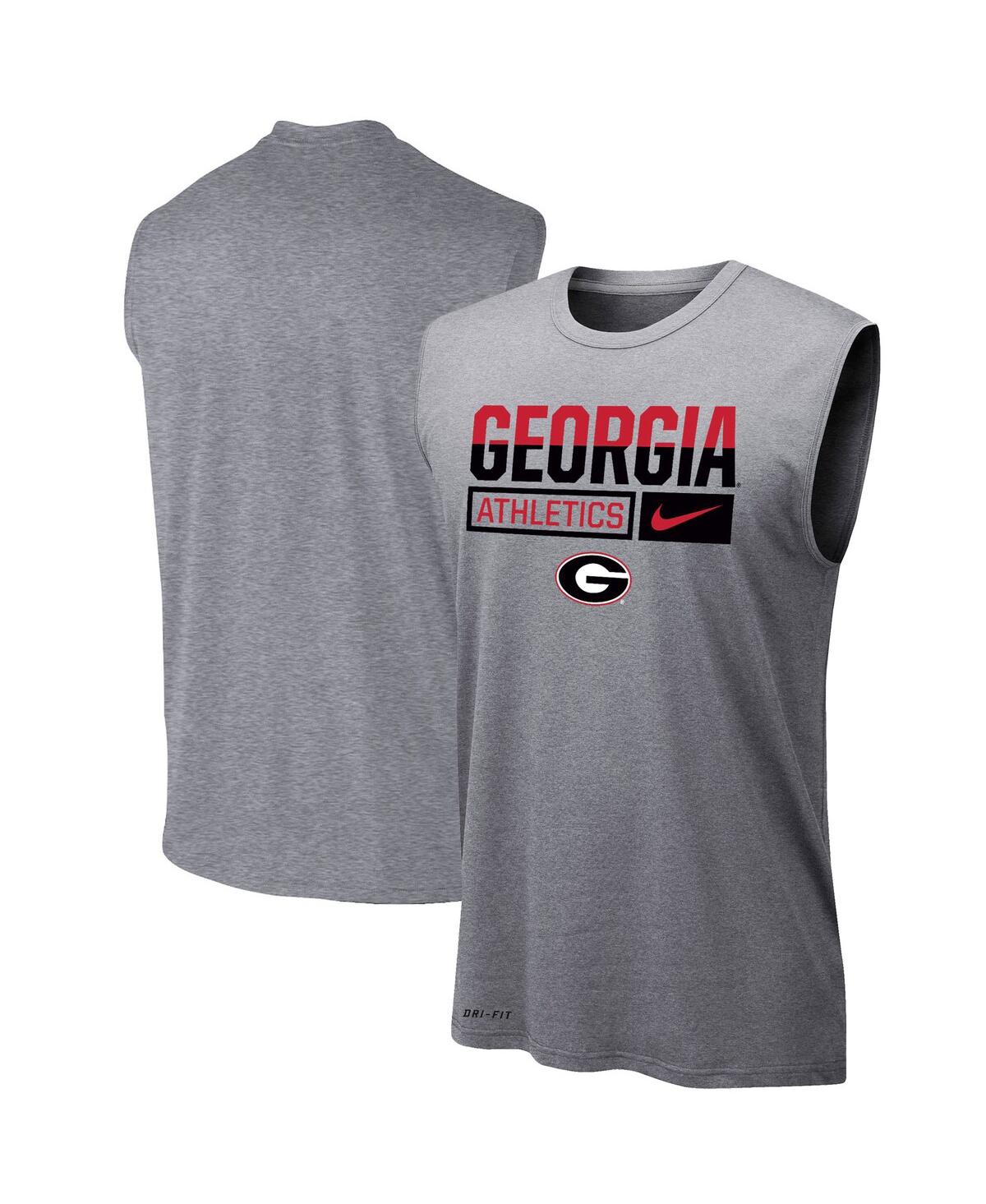 Men's Nike Heathered Gray Georgia Bulldogs Wordmark Drop Legend Performance Tank Top