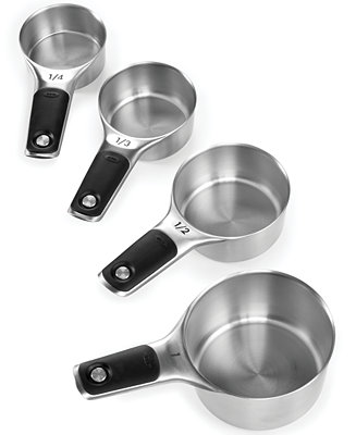 OXO Good Grips 3-Piece Angled Measuring Cup Set, Black & OXO Good Grips 4  Piece Stainless Steel Measuring Spoons with Magnetic Snaps & OXO Good Grips