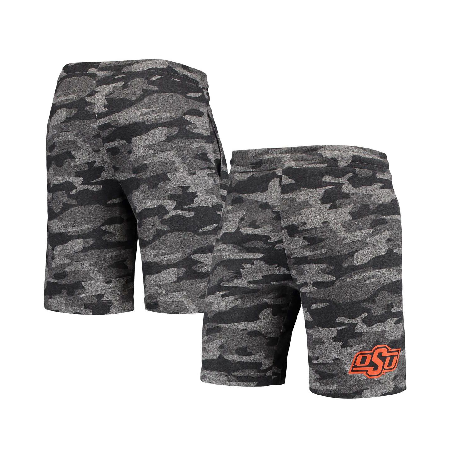 Мужские махровые шорты Concepts Sport Oklahoma State Cowboys Camo Backup, Charcoal — фото 1