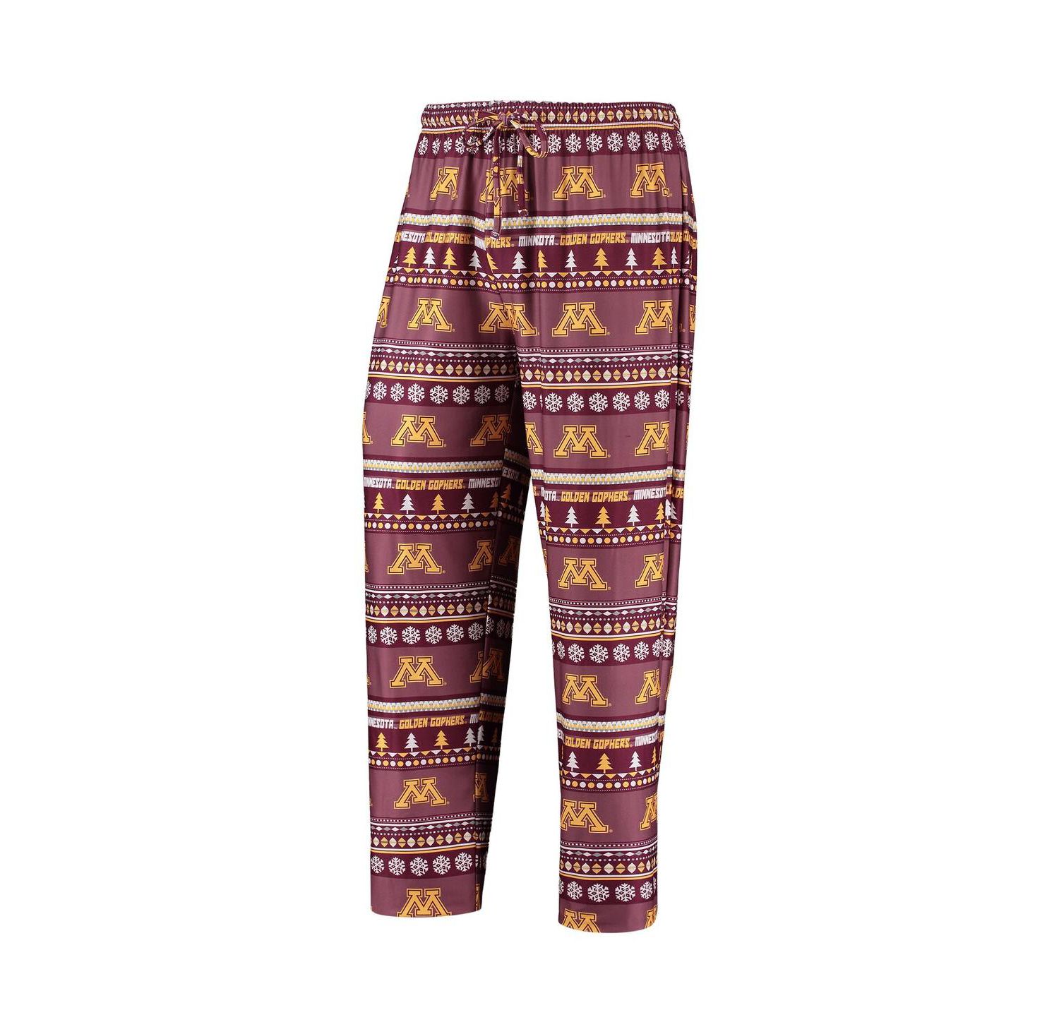 Men's Maroon Minnesota Golden Gophers Ugly Sweater Long Sleeve T-shirt and Pants Sleep Set