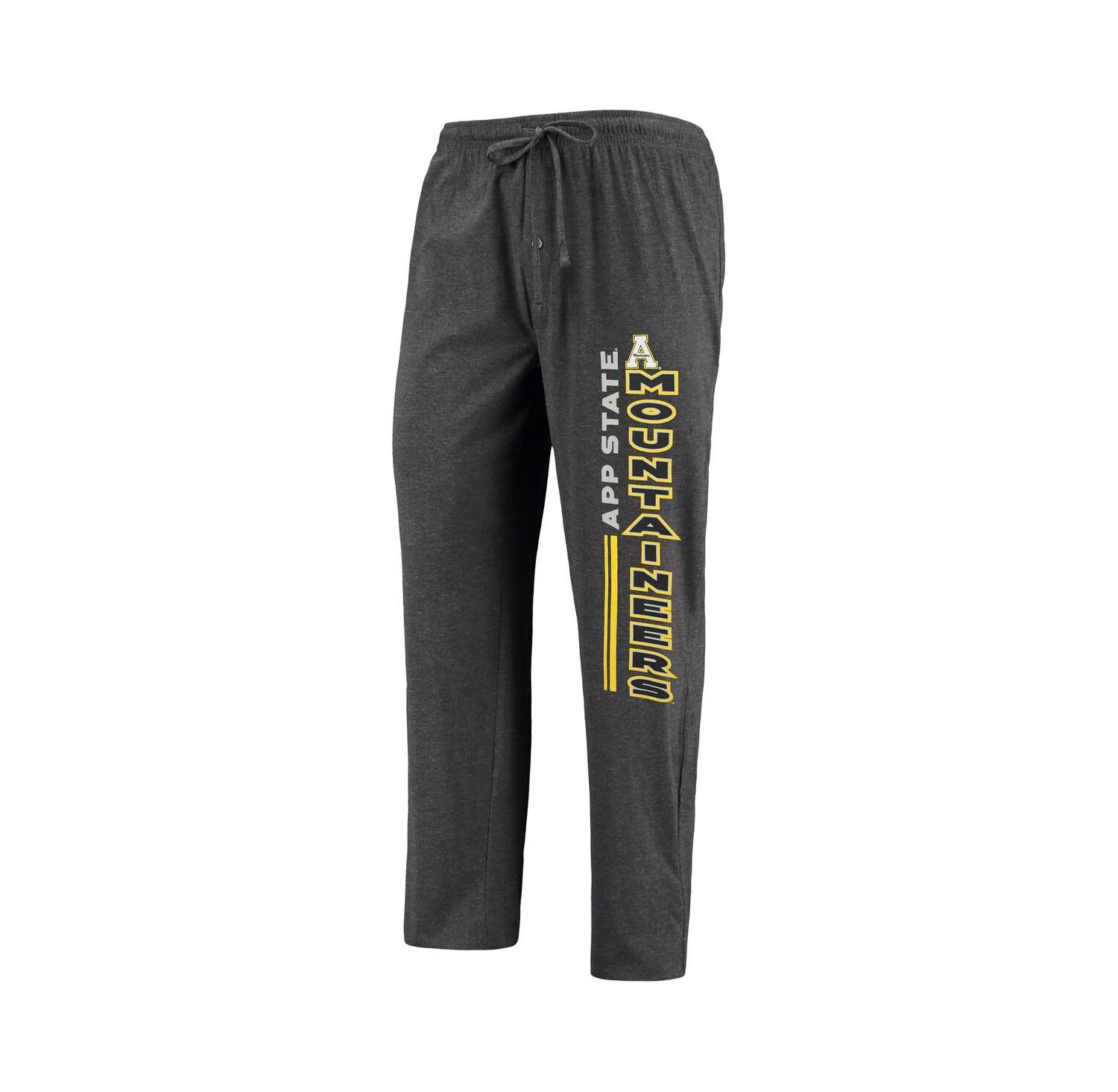 Men's Heathered Charcoal and Black Appalachian State Mountaineers Meter T-shirt and Pants Sleep Set