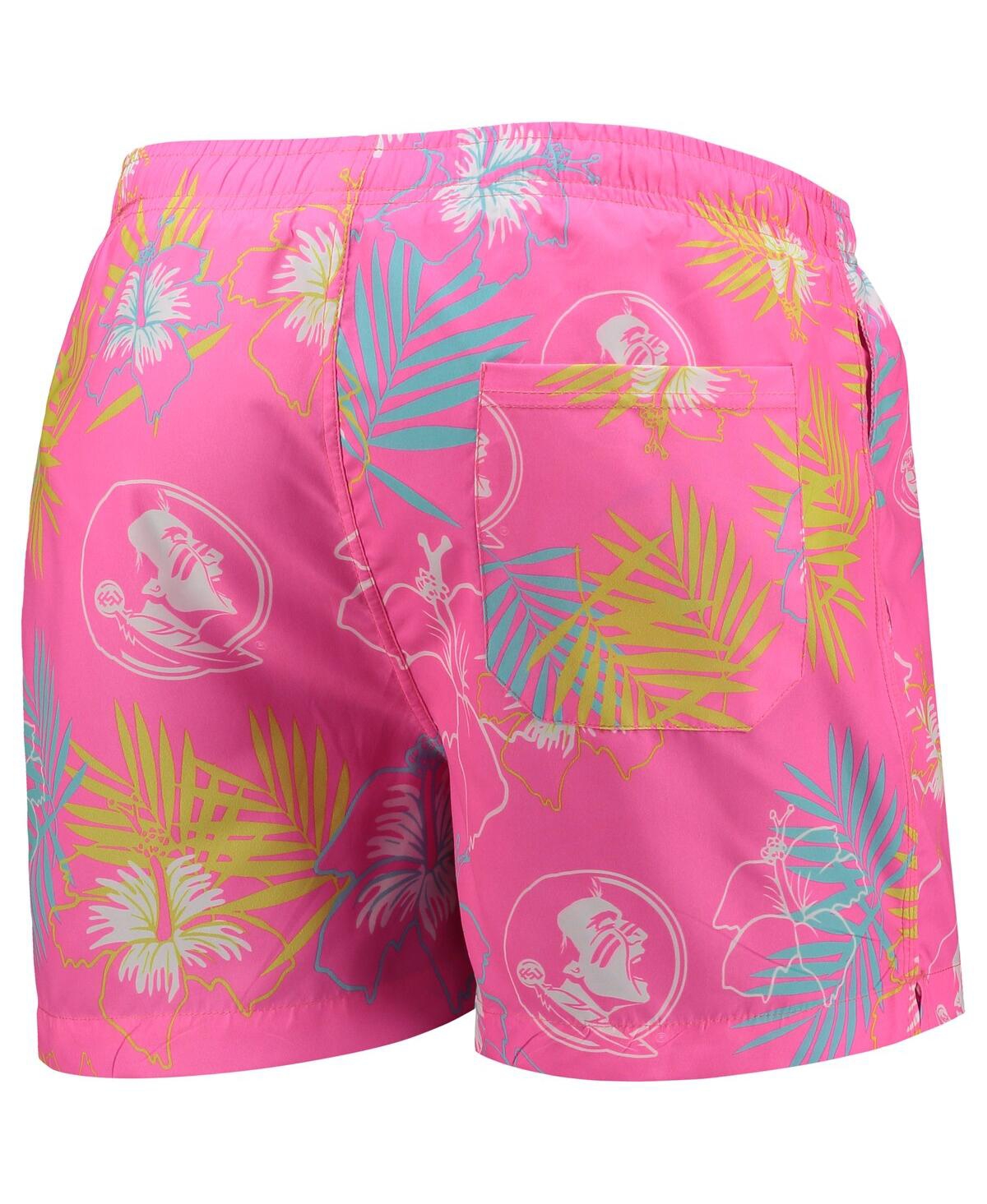 Men's FocoFlorida State Seminoles Neon Floral Swim Trunks - Pink
